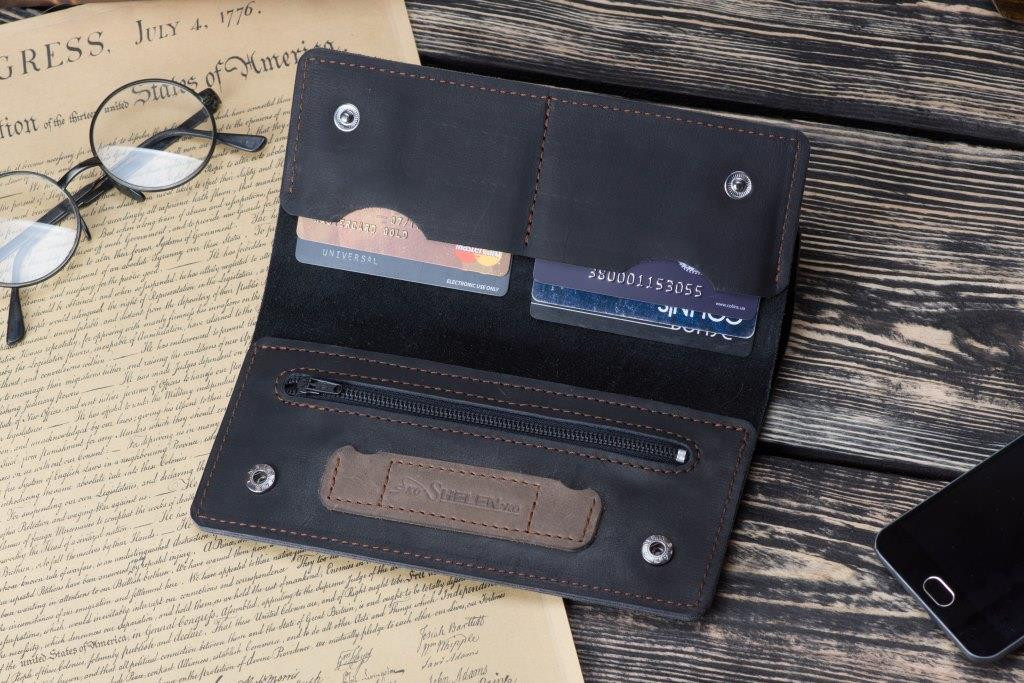 Мужской клатч портмоне для денег документов карт NORD черный из натуральной кожи - фото 3 - id-p1450351249