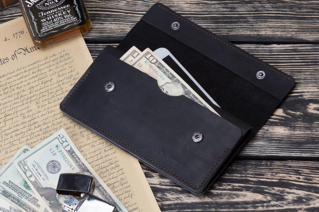 Мужской клатч портмоне для денег документов карт NORD черный из натуральной кожи - фото 5 - id-p1450351249