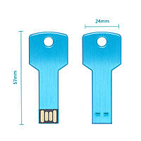Флешка у вигляді ключа під гравіювання 32ГБ колір синій + пластиковий чохол в комплекті