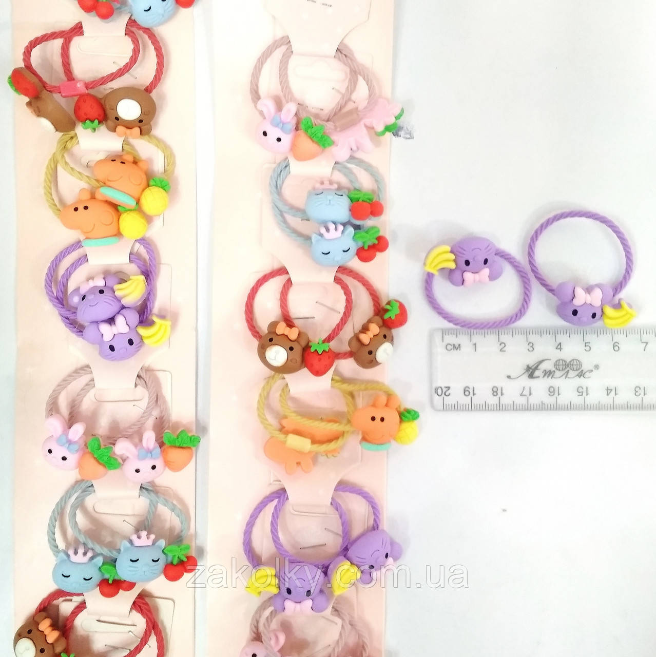 Гумка для волосся (дитяча) "зайчики, коти, ведмедики"