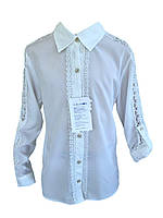 Блузка для девочки р.140-152см Турция белая нарядная школьная блузка для девочки