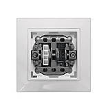 Вимикач 2-х клавішний внутрішній з підсвіткою / індикацією білий ЕЛЕГАНТ MARSHEL Туреччина, фото 3