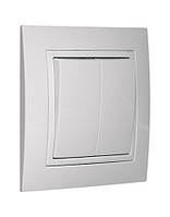 Вимикач двоклавішний внутрішній серія ЕЛЕГАНТ ТМ "MARSHEL" вбудований білий