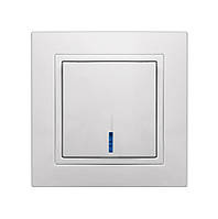 Вимикач 1 кл. одноклавішний з підсвіткою / індикацією внутрішній ЕЛЕГАНТ "MARSHEL" білий Турція