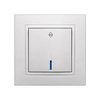 Вимикач 1 кл. одноклавішний з підсвіткою прохідний серія ЕЛЕГАНТ "MARSHEL" білий Турція