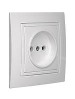 Розетка одномісна внутрішня без заземлення серія ЕЛЕГАНТ ТМ "MARSHEL" вбудована біла