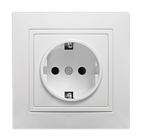 Розетка 1-а одинарна з заземленням внутрішня біла серія ЕЛЕГАНТ "MARSHEL" врізна Турція