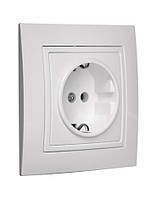 Розетка одномісна внутрішня із заземленням серія ЕЛЕГАНТ ТМ "MARSHEL" вбудована біла