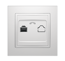 Розетка телефонна біла серія ЕЛЕГАНТ "MARSHEL" Турція