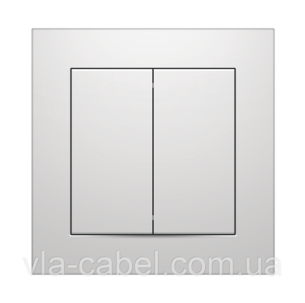 Вимикач подвійний внутрішній білий IDEAL WHITE "MARSHEL" врізний Турція, фото 1