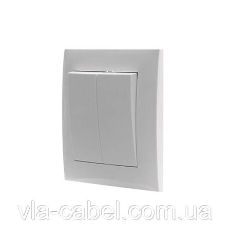 Вимикач двоклавішний внутрішній білий, серія IDEAL WHITE ТМ "MARSHEL" вбудований