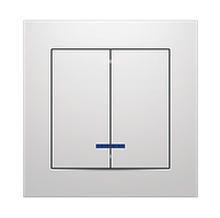Вимикач подвійний з LED підсвіткою / індикацією внутрішній білий IDEAL WHITE "MARSHEL" врізний Турція