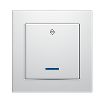 Вимикач одинарний з LED підсвіткою прохідний внутрішній білий IDEAL WHITE "MARSHEL" врізний Турція