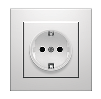 Розетка одинарна з заземленням внутрішня біла IDEAL WHITE "MARSHEL" вбудована Турція