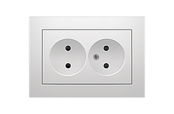 Розетка подвійна внутрішня без заземлення біла IDEAL WHITE "MARSHEL" вбудована Турція