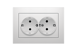 Розетка подвійна з заземленням внутрішня біла IDEAL WHITE "MARSHEL" вбудована Турція