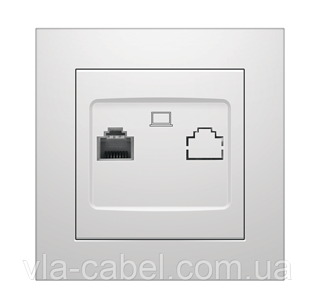 Розетка комп'ютерна RJ45 інтернет внутрішня біла IDEAL WHITE "MARSHEL" вбудована Турція