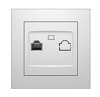 Розетка комп'ютерна RJ45 інтернет внутрішня біла IDEAL WHITE "MARSHEL" вбудована Турція