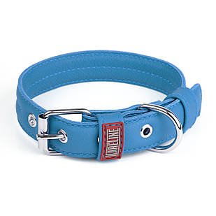 Нашийник посилений з натуральної шкіри з декоративною прошивкою 25 мм 330-420 мм