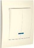 Вимикач 2 кл. двоклавішний з LED підсвіткою крем IDEAL BEIGE "MARSHEL" Туреччина, фото 3