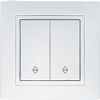 Вимикач 2-х клавішний прохідний білий ЕЛЕГАНТ MARSHEL Туреччина