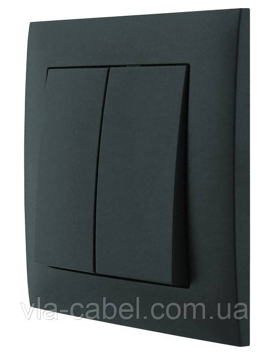 Вимикач двоклавішний внутрішній серія IDEAL BLACK ТМ "MARSHEL" чорний