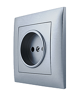 Розетка одномісна без заземлення внутрішня срібло, серія IDEAL SILVER ТМ "MARSHEL"