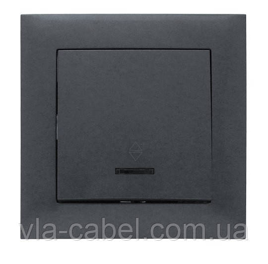 Вимикач прохідний одинарний з LED підсвіткою графіт, серія IDEAL GRAFFITE ТМ "MARSHEL"