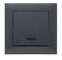 Вимикач прохідний одинарний з LED підсвіткою графіт, серія IDEAL GRAFFITE ТМ "MARSHEL"