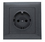 Розетка одномісна із заземленням внутрішня графіт, серія IDEAL GRAFFITE ТМ "MARSHEL", фото 2