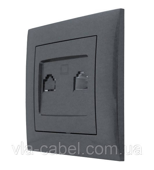 Розетка комп'ютерна RJ45 інтернет серія IDEAL GRAFFITE ТМ "MARSHEL" вбудована графіт