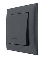 Вимикач одинарний з LED підсвіткою внутрішній графіт, серія IDEAL GRAFFITE ТМ "MARSHEL"