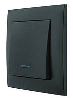 Вимикач одноклавішний з LED підсвіткою серія IDEAL BLACK ТМ "MARSHEL" вбудований чорний