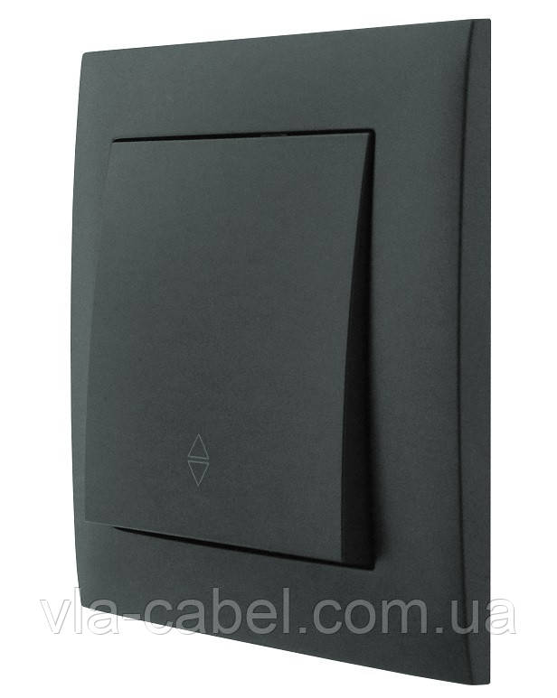 Вимикач одноклавішний прохідний (2 напрямки) серія "IDEAL BLACK" ТМ "MARSHEL" чорний