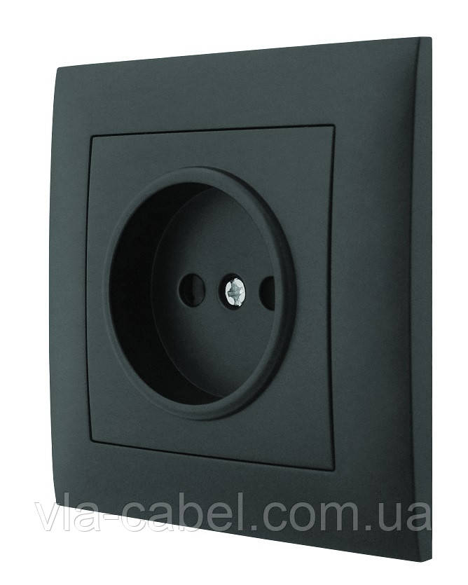 Розетка одномісна без заземлення внутрішня серія IDEAL BLACK ТМ "MARSHEL" чорна