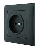 Розетка одномісна без заземлення внутрішня серія IDEAL BLACK ТМ "MARSHEL" чорна