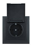 Розетка одинарна із заземленням бризкозахищена з кришкою серія IDEAL BLACK ТМ "MARSHEL" чорна, фото 4