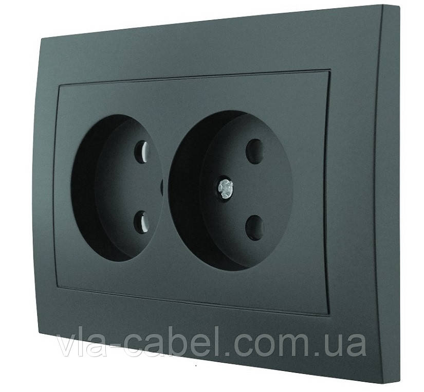 Розетка двомісна внутрішня серія IDEAL BLACK ТМ "MARSHEL" чорна