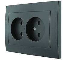 Розетка двомісна внутрішня серія IDEAL BLACK ТМ "MARSHEL" чорна