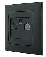 Розетка комп'ютерна RJ45 інтернет серія IDEAL BLACK ТМ "MARSHEL" врізна чорна