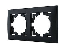 Рамка двомісна, подвійна горизонтальна серія IDEAL BLACK ТМ "MARSHEL" чорна