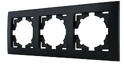 Рамка тримісна, потрійна горизонтальна серія IDEAL BLACK ТМ "MARSHEL" чорна