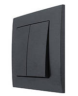 Вимикач подвійний прохідний графіт, серія IDEAL GRAFFITE ТМ "MARSHEL"