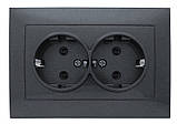 Розетка двомісна із заземленням внутрішня графіт, серія IDEAL GRAFFITE ТМ "MARSHEL", фото 2