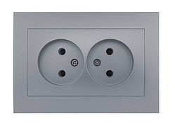 Розетка двомісна серія "IDEAL SILVER" ТМ"MARSHEL"