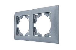 Рамка двомісна, подвійна горизонтальна срібло, серія IDEAL SILVER ТМ "MARSHEL"