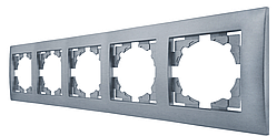 Рамка п'ятимісна, п'ятірна горизонтальна срібло, серія IDEAL SILVER ТМ "MARSHEL"