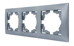 Рамка тримісна, потрійна горизонтальна срібло, серія IDEAL SILVER ТМ "MARSHEL"