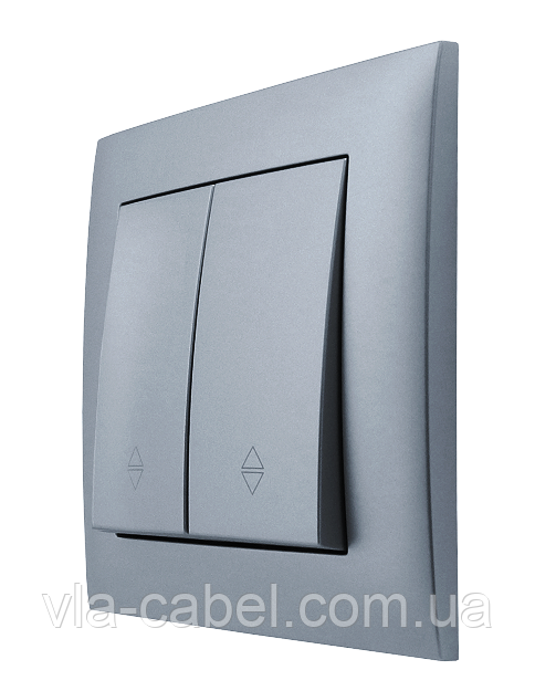 Вимикач прохідний двоклавішний внутрішній срібло, серія IDEAL SILVER ТМ "MARSHEL"