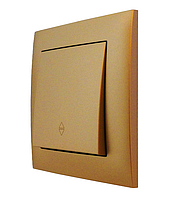 Вимикач одинарний прохідний (2 напрямки) золото, серія IDEAL GOLD ТМ "MARSHEL"